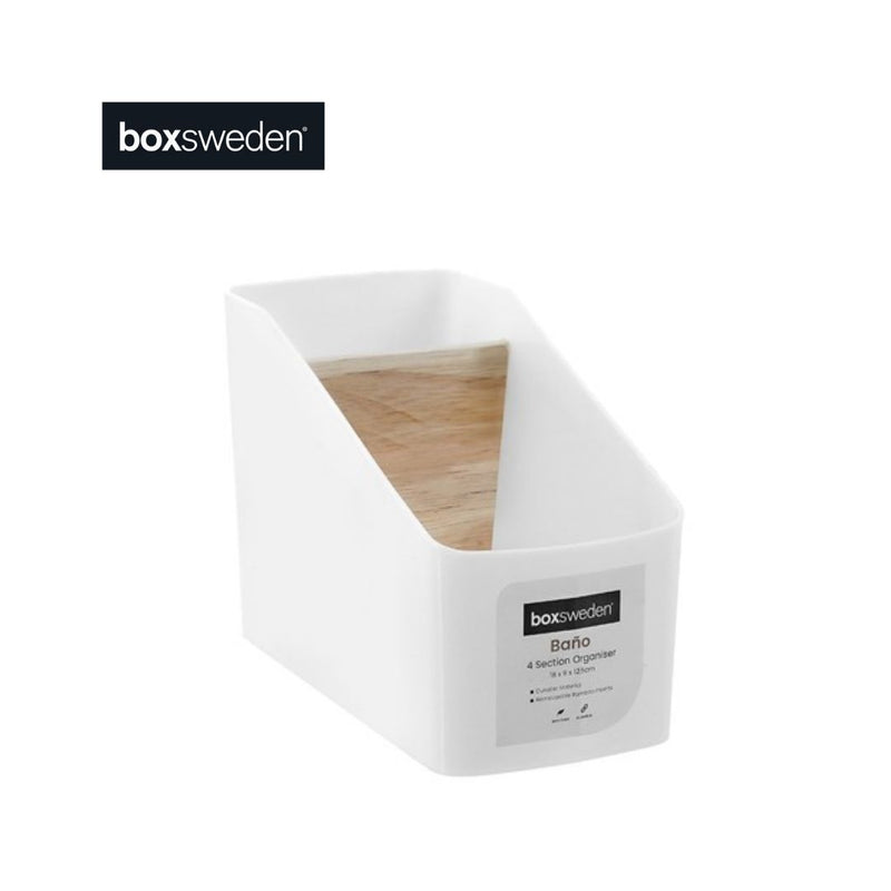 BANO ORGANISER 4 SECTION BAMBOO INSERTS 18X9X12.5CM