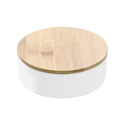 BANO ORGANISER BOX WITH MIRROR BAMBOO TOP 3 SECT RND