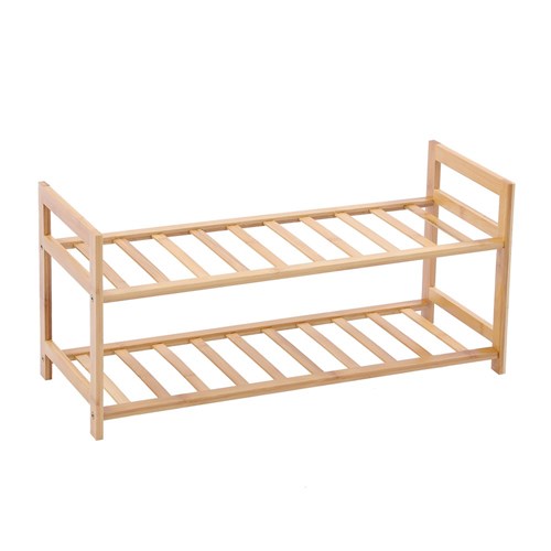Bamboo 2 Tier Shoe Rack 67X25X31Cm