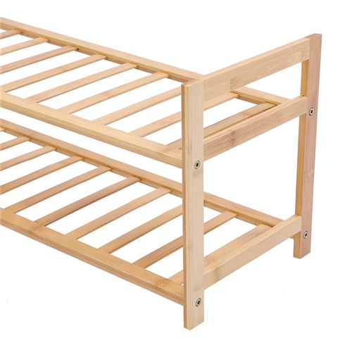 Bamboo 2 Tier Shoe Rack 67X25X31Cm