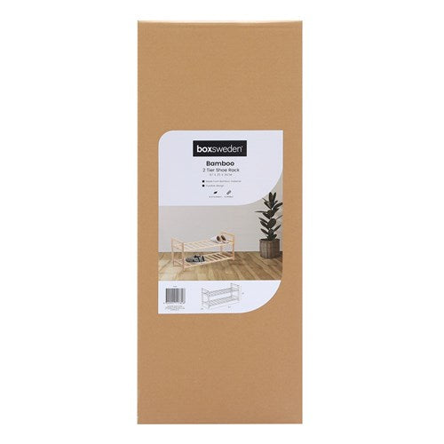 Bamboo 2 Tier Shoe Rack 67X25X31Cm