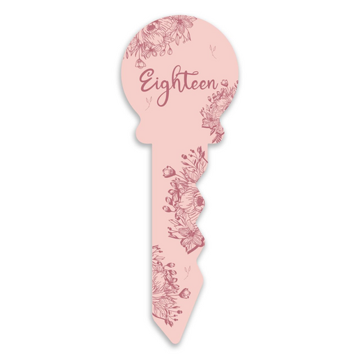 Ronis 18 Birthday Key Small Pink Floral