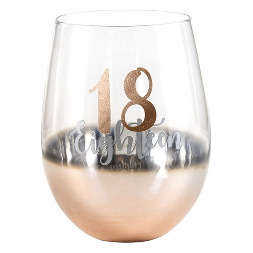 Ronis 18 Ombre Stemless Wine Glass Rose Gold 600ml
