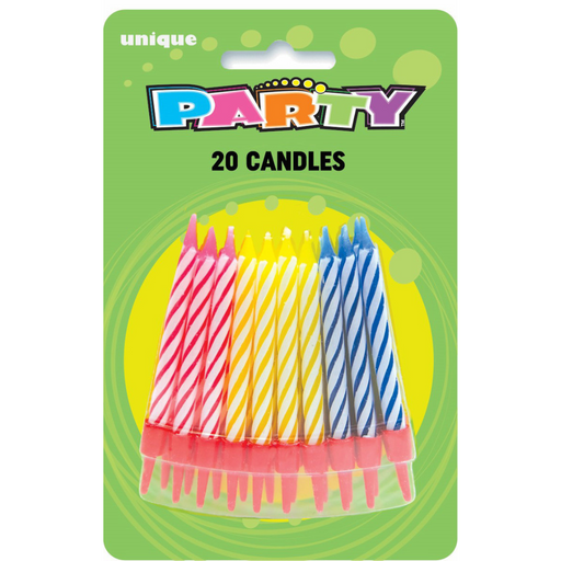 Spiral Candles In Holders 20pk