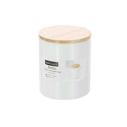 Bano Ceramic Bathroom Cup Bamboo Lid White 8x8x10cm