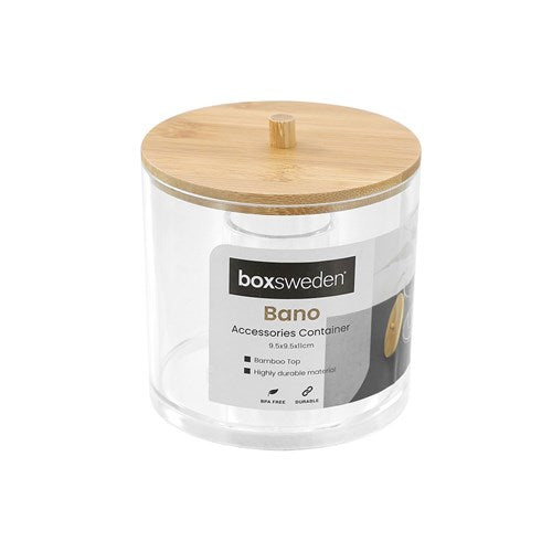 BANO ACCESSORIES CONTAINER BAMBOO LID 9.5X9.5X11CM