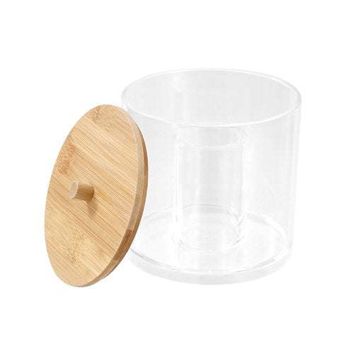 BANO ACCESSORIES CONTAINER BAMBOO LID 9.5X9.5X11CM