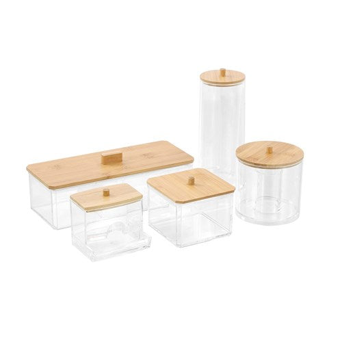 BANO ACCESSORIES CONTAINER BAMBOO LID 9.5X9.5X11CM