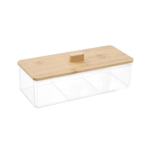 BANO ACCESSORIES CONTAINER BAMBOO LID 23.5X9.5X8CM