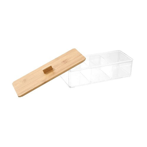 BANO ACCESSORIES CONTAINER BAMBOO LID 23.5X9.5X8CM