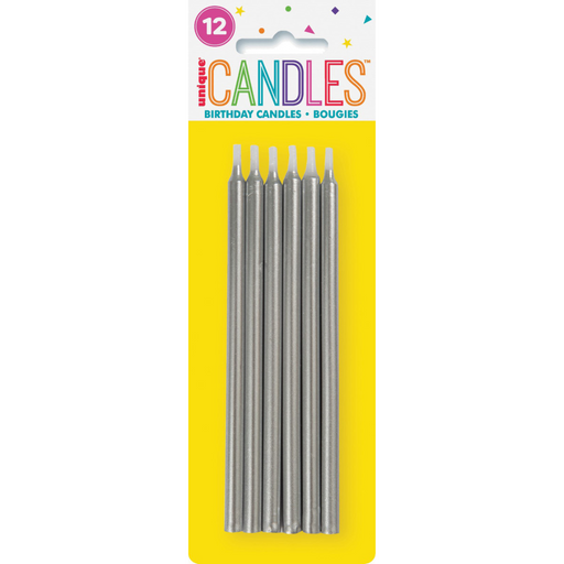 Candles Silver 12.7cm 12pk