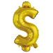 Alphabet $ Foil Balloon Gold 35cm
