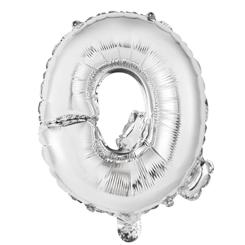 Alphabet Q Foil Balloon Silver 35cm