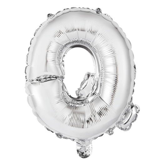Alphabet Q Foil Balloon Silver 35cm