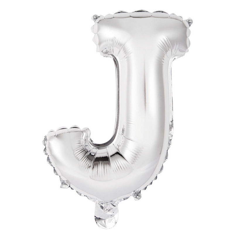 Alphabet J Foil Balloon  Silver 35cm