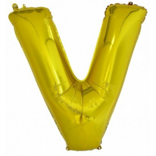 Alphabet V Foil Balloon Gold 35cm