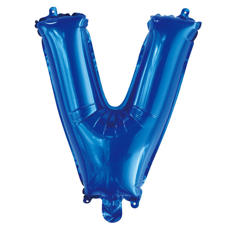 Alphabet V Foil Balloon Royal Blue 35cm