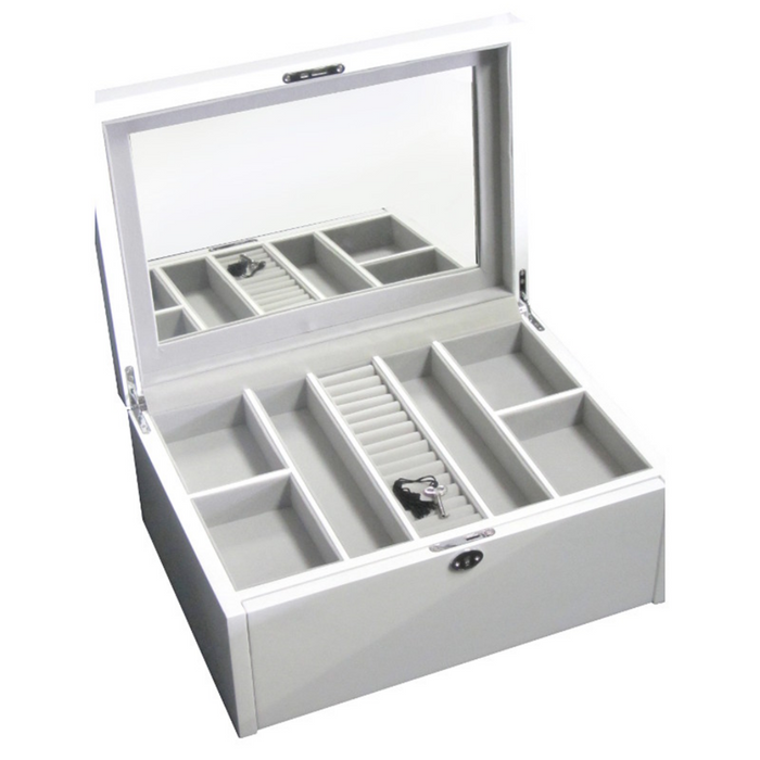 Jewel Box™ Kandi Box with Key and Mirror White