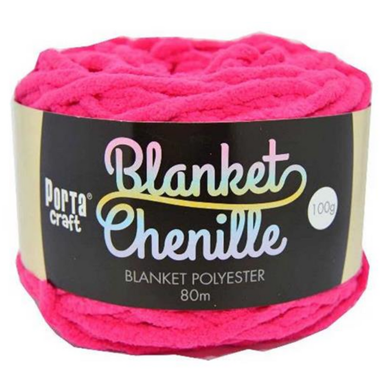 Chenille Blanket Yarn 100g 80m Solid 23 Hot Pink