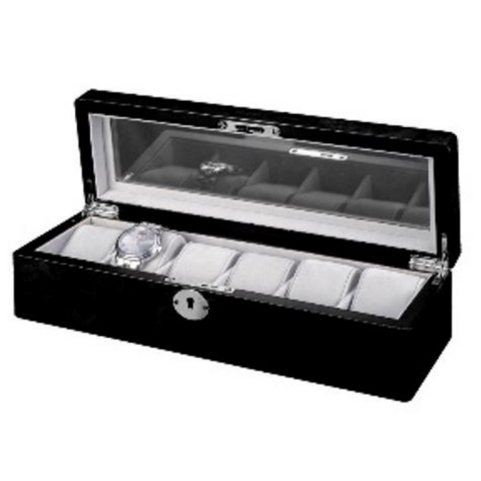 Jewel Box™ Watch Box Black with Grey Lining