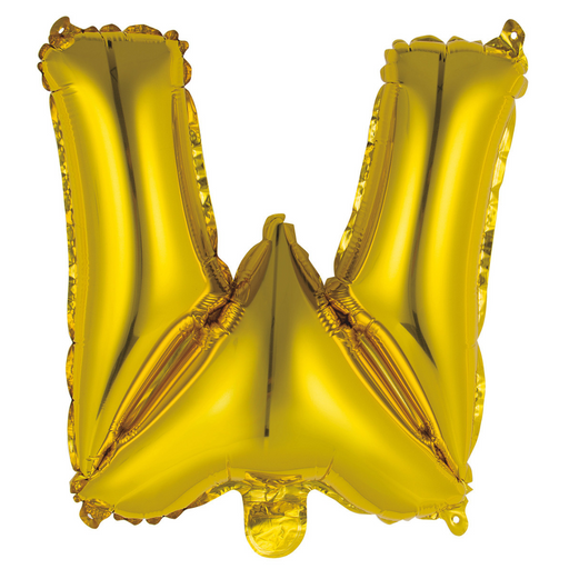 Alphabet W Foil Balloon Gold 35cm