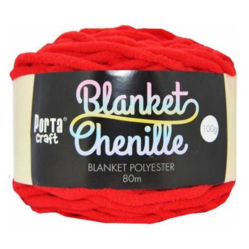 Chenille Blanket Yarn 100g 80m Solid 17 Red