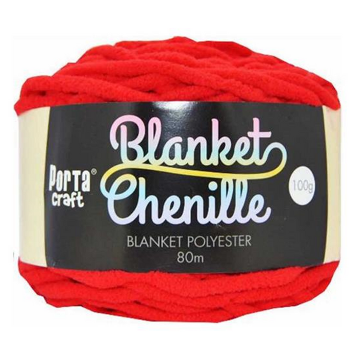 Chenille Blanket Yarn Solid 20 Red 100g (80m)
