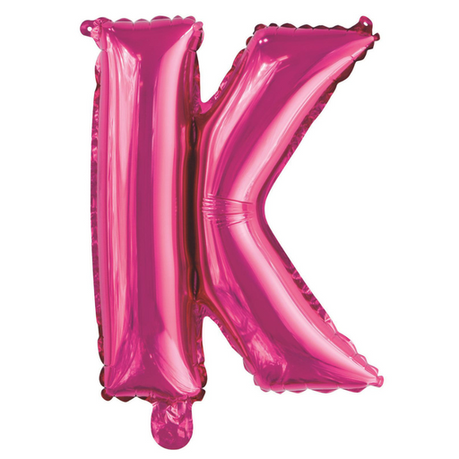 Alphabet K Foil Balloon Hot Pink 35cm