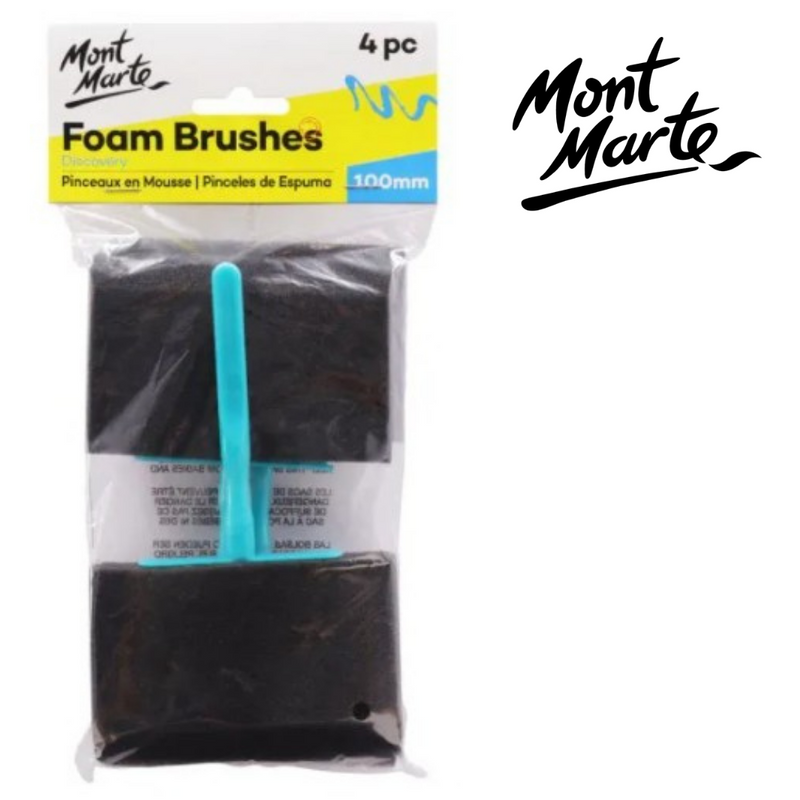 Mont Marte Foam Hobby Brush 100mm 4pc Poly Bag