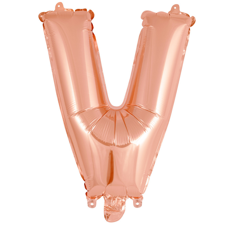 Alphabet V Foil Balloon Rose Gold 35cm
