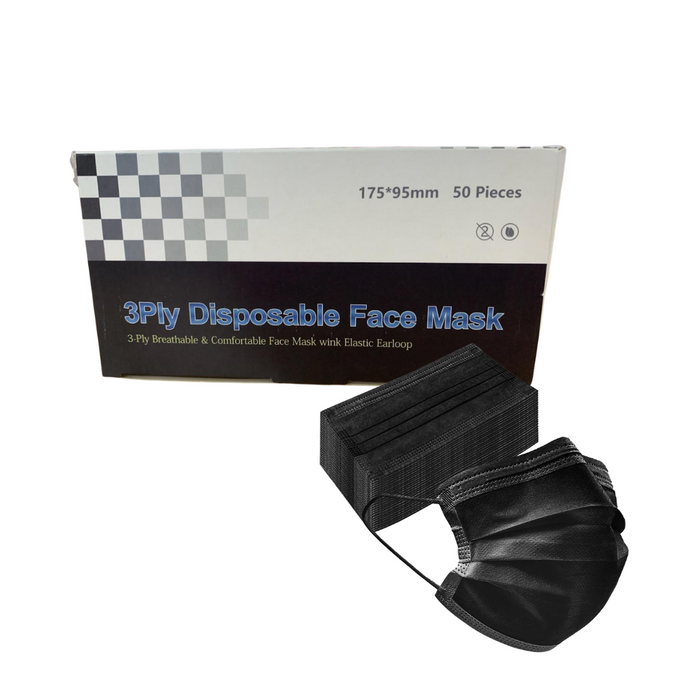 50pk Disposable face masks medical grade Black series 2
