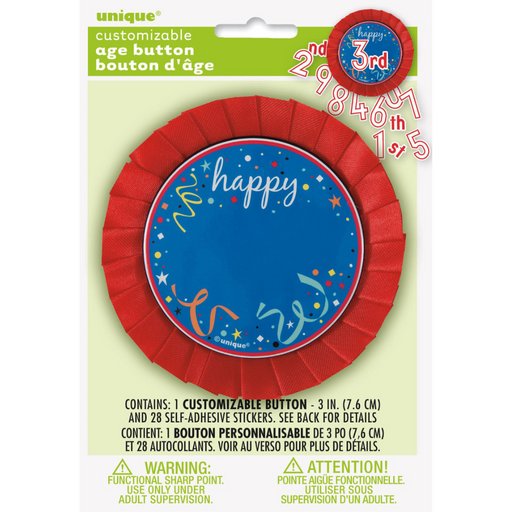 Confetti Bday Badge With Stickers - Blue