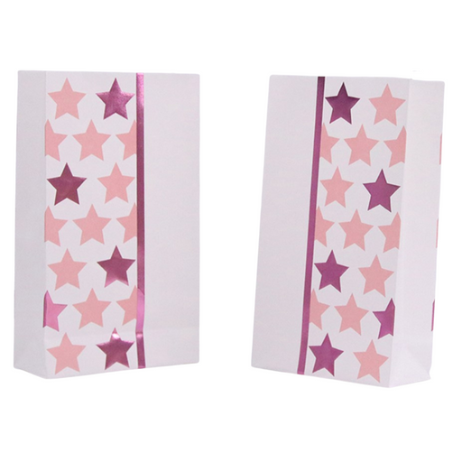 Flamingo Pink Star Party Loot Bags 6pk