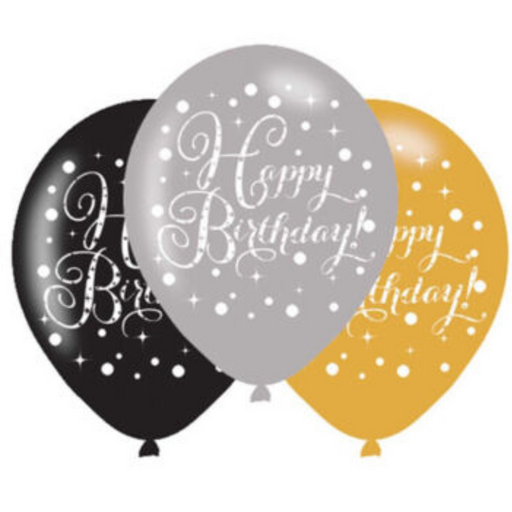 Sparkling Celeb Happy Bday Latex Balloon 30cm