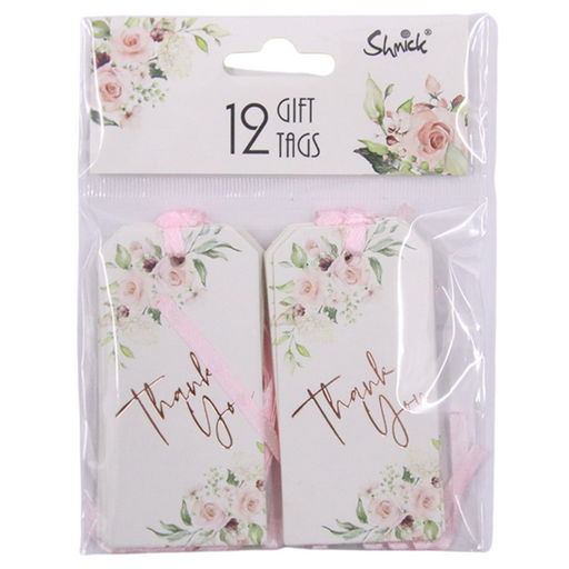 Thank You Gift Tags with Ties Pink 12pk