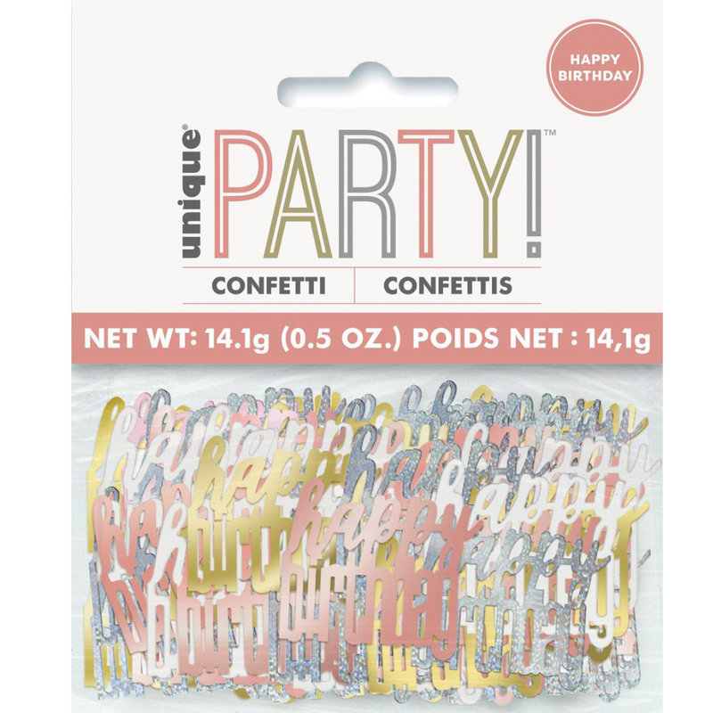  Rose Gold Happy Birthday Foil Confetti 14g