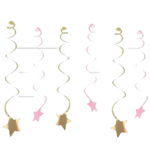 Luxe Pink Swirl Hanging Decorations 6pk
