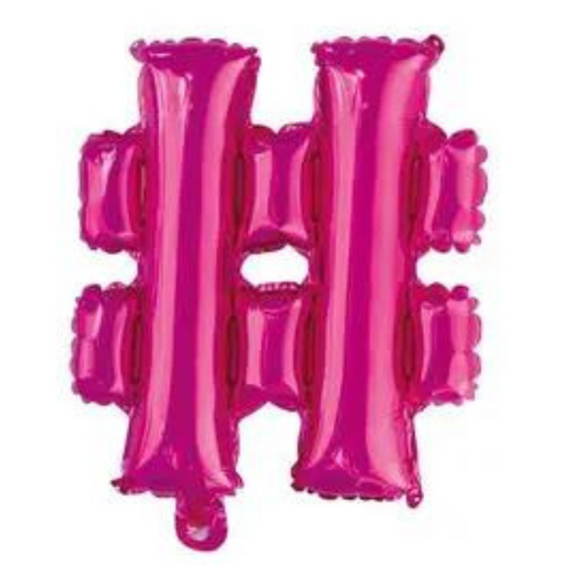 Alphabet # Foil Balloon Hot Pink 35cm