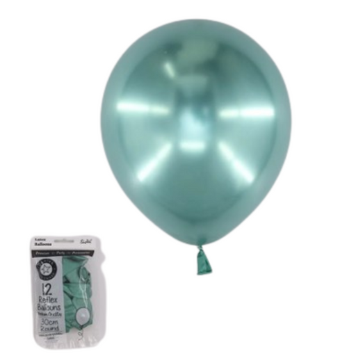 Chrome Balloons Emerald 30cm 12pk
