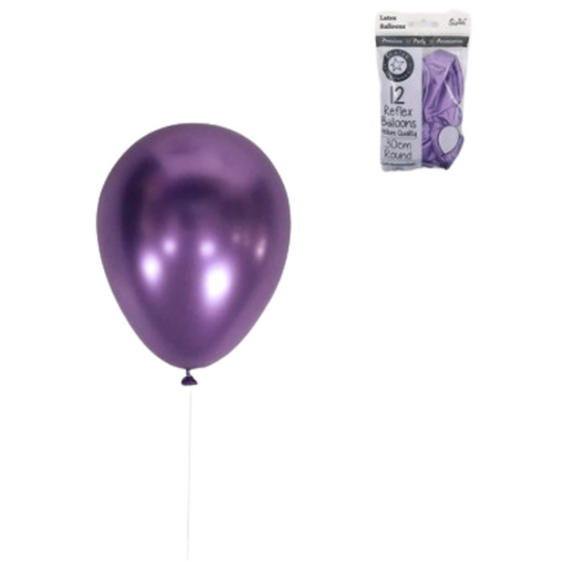 Chrome Balloons Aubergine 30cm 12pk