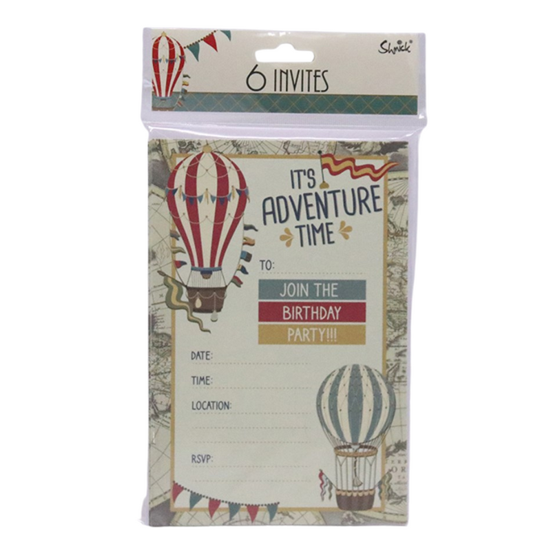 Vintage Hot Air Balloon Invites 6pk