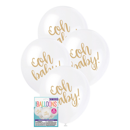 Oh Baby Balloons White 8x30cm