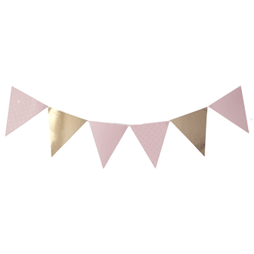 Party Flag with Gold Foiled Pink 30pk 