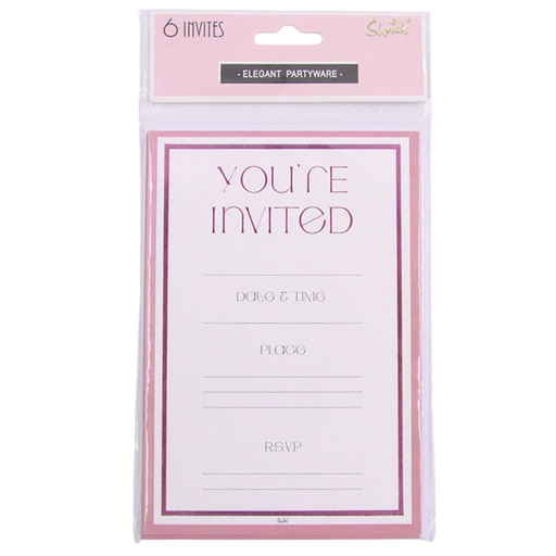 You're Invited Invitations and Envelopes Pink 6pk