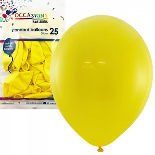 BALLOON Std 30CM 25PK - YELLOW
