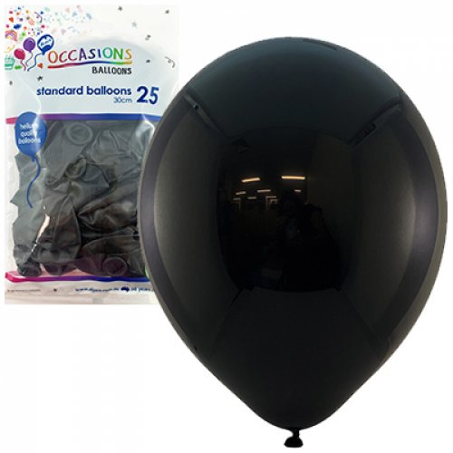 BALLOON Std 30CM 25PK - BLACK