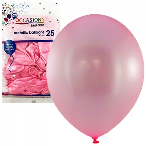 Balloon Mettalic 30Cm 25Pk - Lt.Pink
