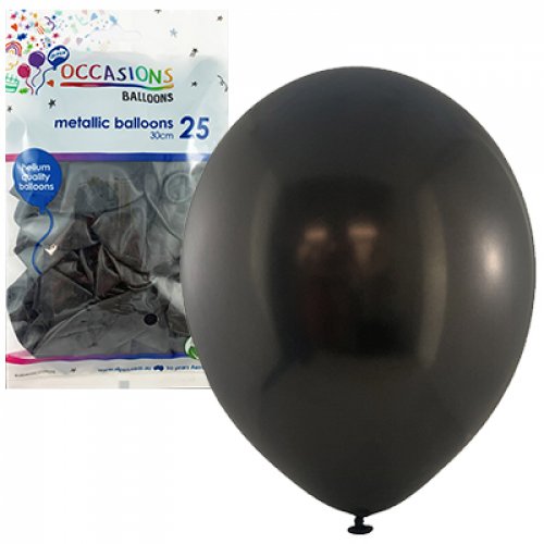 Balloon Mettalic 30Cm 25Pk - Black