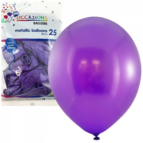 Balloon Mettalic 30Cm 25Pk - Purple