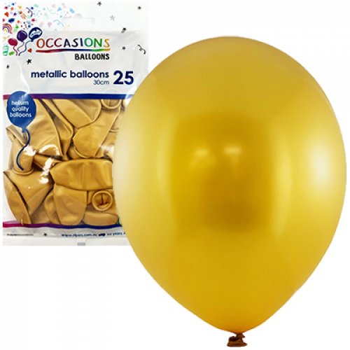 Balloon Mettalic 30Cm 25Pk - Gold
